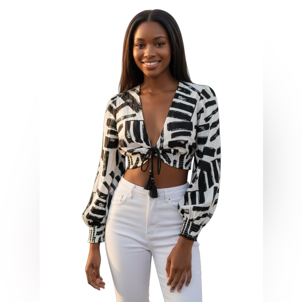 House of Harlow 1960 linen blend, boho chic Crop Top